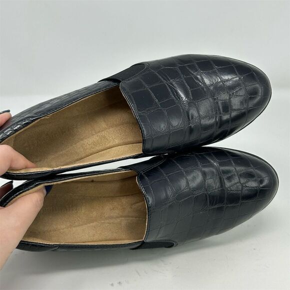 Naturalizer Suma Black Faux Leather Croc Print Slip-On Loafers Size 8 Casual - Picture 10 of 12